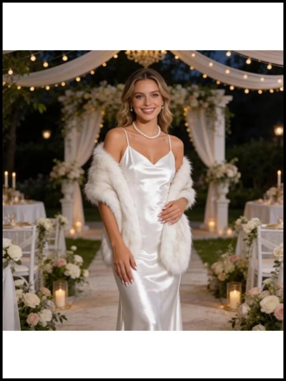 Faux Fur Shawl Wrap Stole Scarf for Women Evening Wedding